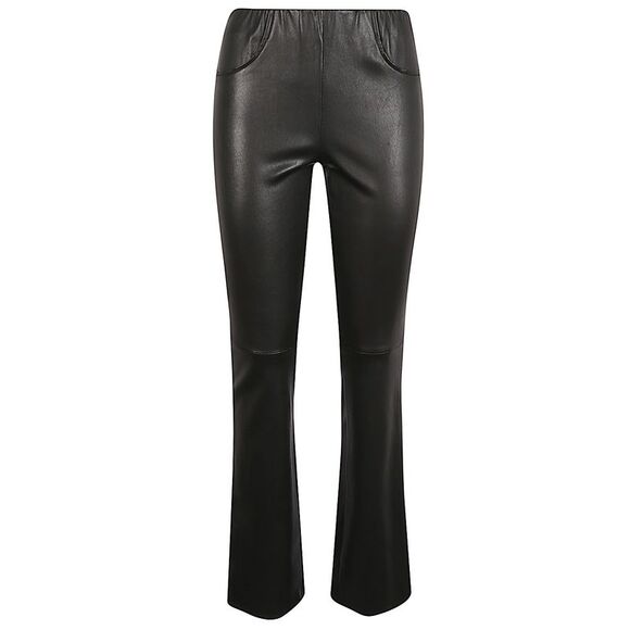 Via Masini 80 Women Leather Flared Leg Trousers